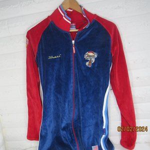 Harlem Globetrotters platinum fubu Velour Full Zip Jacket Meadowlark 36 Men Med